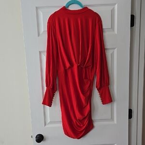 NWT CBR Vibrant Red Large Key Hole Long Sleeve Dress